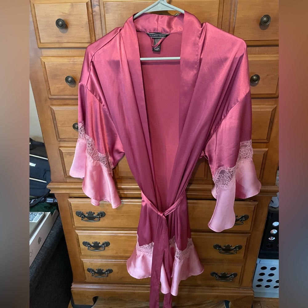 Pink silk robe